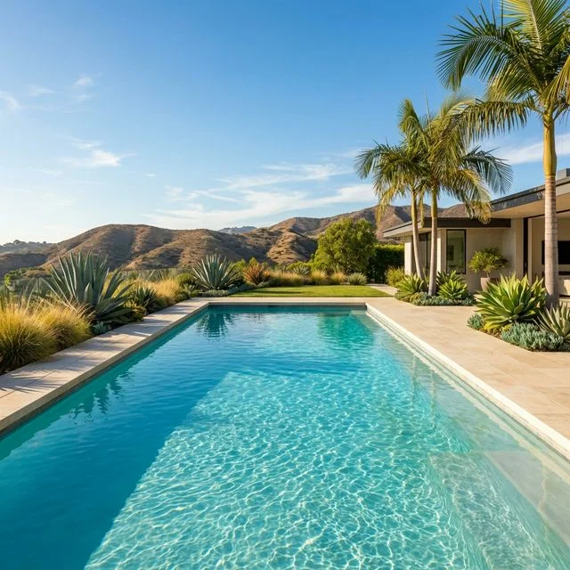 Crystal clear pool in Los Angeles